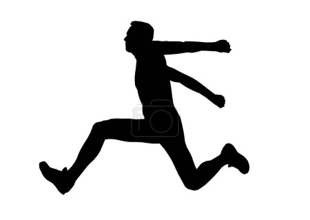 Illustration for Men athlete jumper in triple jump black silhouette - Royalty Free Image