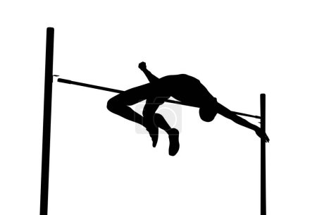 Illustration for Failed attempt high jump man athlete black silhouette - Royalty Free Image
