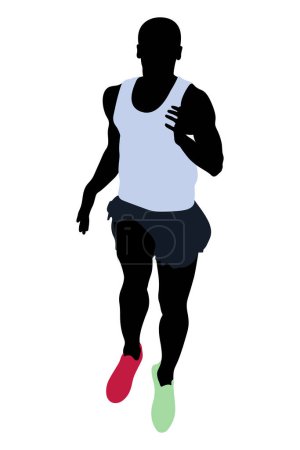 Téléchargez les illustrations : Athlète coureur masculin course distance moyenne - en licence libre de droit