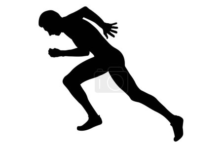 Téléchargez les illustrations : Start man runner sprinter noir silhouette - en licence libre de droit