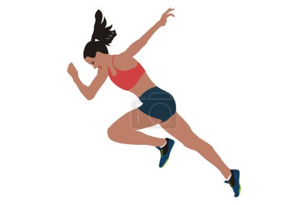 Ilustración de Más rápido empezar a correr mujer velocista corredor silueta plana - Imagen libre de derechos