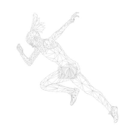 Illustration for Faster start running woman sprinter runner polygonal wireframe - Royalty Free Image
