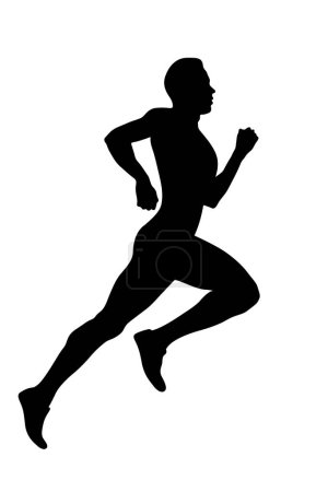Téléchargez les illustrations : Athlète coureur courir sprint course noire silhouette - en licence libre de droit