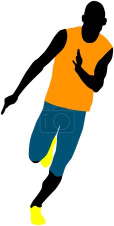 Ilustración de Hombre muscular corredor velocista corriendo ilustración vectorial - Imagen libre de derechos