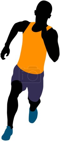Illustration for Young athlete man running sprint vector illustration - Royalty Free Image