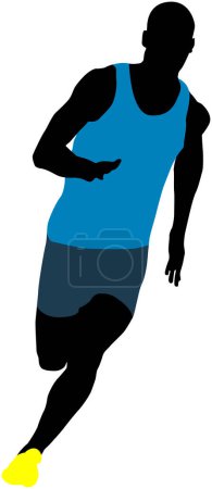 Illustration for Athlete man runner sprinter running vector illustration - Royalty Free Image
