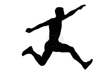 Téléchargez les illustrations : Triple saut athlète masculin silhouette noire - en licence libre de droit