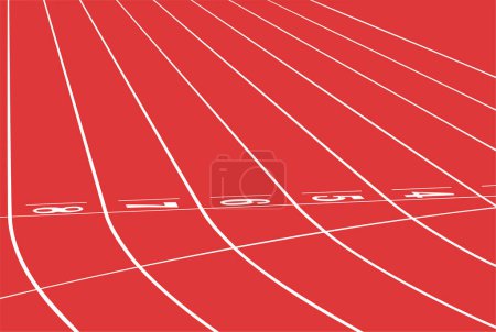 Ilustración de Pista roja corriendo línea de meta del estadio - Imagen libre de derechos