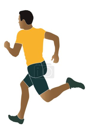 Illustration for Man runner running sprinter South African coloured silhouette - Royalty Free Image