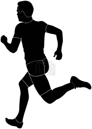 Téléchargez les illustrations : Homme coureur sprinter courir silhouette noire - en licence libre de droit