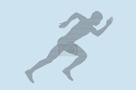 Ilustración de Empezar a correr atleta corredor velocista silueta en líneas negras sobre fondo azul - Imagen libre de derechos