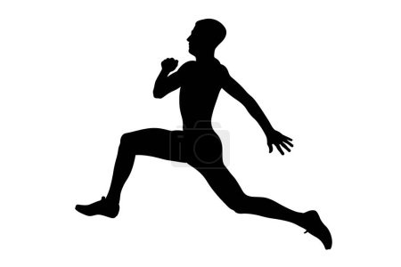 Illustration for Long jump athlete jumper black silhouette - Royalty Free Image
