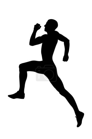 Illustration for Long jump jumper athlete black silhouette - Royalty Free Image
