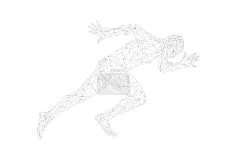 Ilustración de Empezar a correr corredor sprinter atleta poligonal wireframe - Imagen libre de derechos