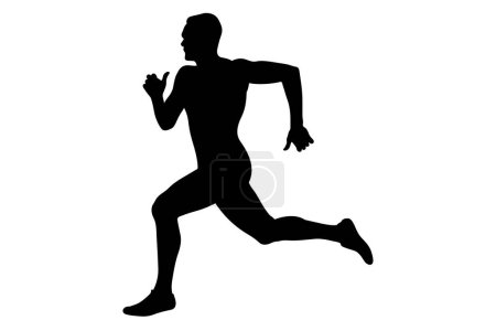 Illustration for Man runner sprinter black silhouette - Royalty Free Image