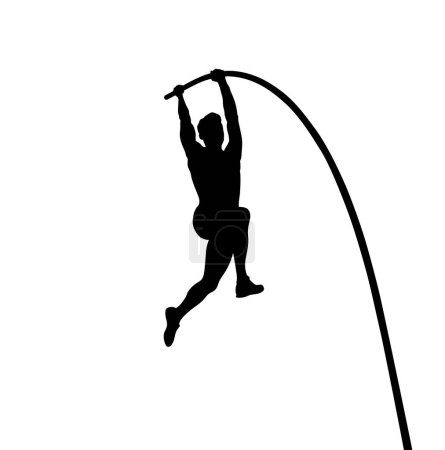 Téléchargez les illustrations : Saut à la perche homme athlète noir silhouette - en licence libre de droit