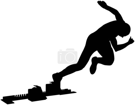 Ilustración de Silueta negro inicio atleta corredor de bloques de partida - Imagen libre de derechos