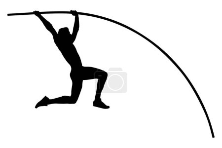 Illustration for Pole vault male athlete jump on athletics - Royalty Free Image