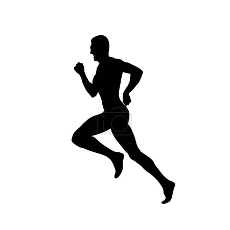 Illustration for Running sprint track athlete runner black silhouette - Royalty Free Image