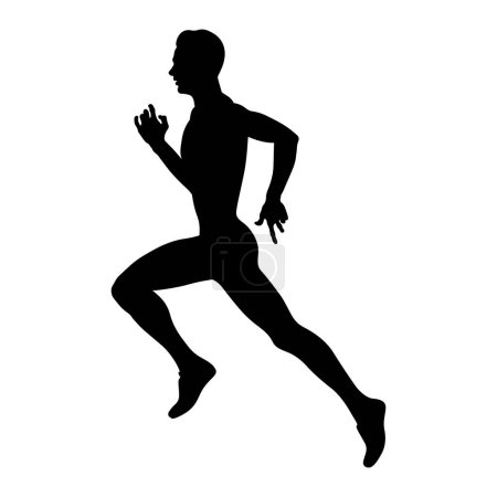 Illustration for Professional runner athlete running track black silhouette - Royalty Free Image