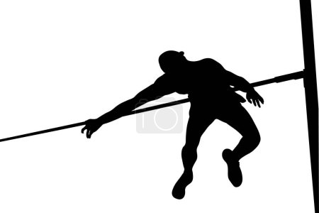 Ilustración de Macho jumper atleta salto alto silueta negra sobre fondo blanco, vector de ilustración, juegos de deportes de verano - Imagen libre de derechos