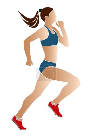 Ilustración de Silueta de color mujer atleta corredor - Imagen libre de derechos