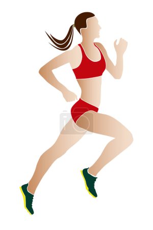 Ilustración de Silueta de color mujer atleta corredor carrera - Imagen libre de derechos