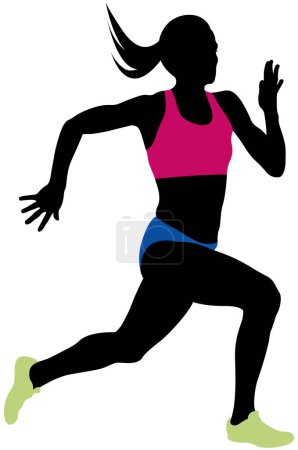 Illustration for Young woman athlete runner running sprint - Royalty Free Image