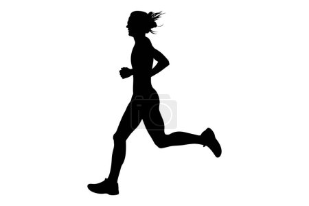 Ilustración de Esbelta mujer atleta corredor negro silueta - Imagen libre de derechos