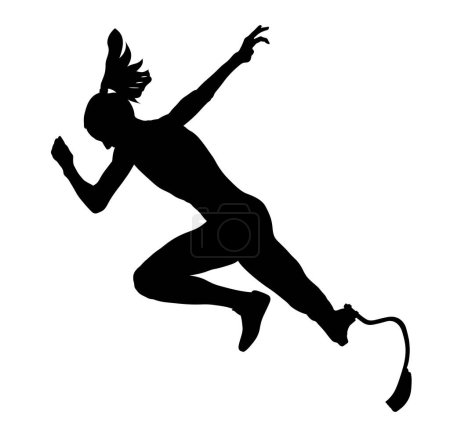 Illustration for Start sprint female runner disabled black silhouette - Royalty Free Image