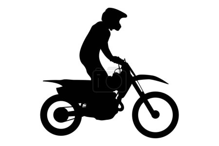 Téléchargez les illustrations : Athlète enduro sur vélo promenades motocross noir silhouette - en licence libre de droit