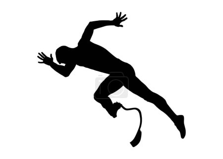 Illustration for Start sprint runner disabled black silhouette - Royalty Free Image