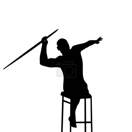 Illustration for Disabled athlete javelin throw black silhouette - Royalty Free Image