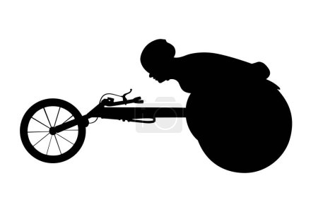 Illustration for Silhouette disabled athlete in racing wheelchair - Royalty Free Image