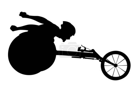 Illustration for Disabled athlete in racing wheelchair in track - Royalty Free Image