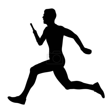 Illustration for Disabled athlete without hand running black silhouette - Royalty Free Image