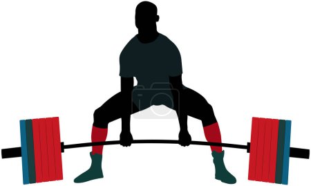 Illustration for Powerlifter exercise barbell deadlift in powerlifting - Royalty Free Image