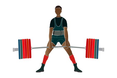 Ilustración de Atleta masculino levantador de pesas callejero en silueta de color powerlifting - Imagen libre de derechos