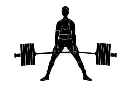 Illustration for Athlete powerlifter deadlift in powerlifting black silhouette - Royalty Free Image