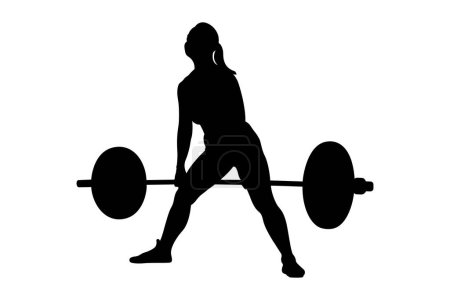 Illustration for Woman athlete powerlifter exercise deadlift black silhouette - Royalty Free Image