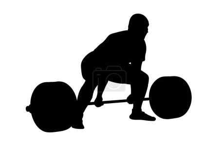 Illustration for Powerlifter exercise deadlift heavy weight black silhouette - Royalty Free Image