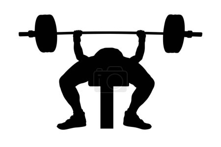 Illustration for Athlete powerlifter bench pressing black silhouette - Royalty Free Image