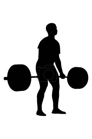 Illustration for Real athlete powerlifter exercise deadlift black silhouette - Royalty Free Image