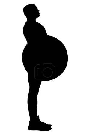 Téléchargez les illustrations : Vue latérale athlète exercice haltérophilie silhouette noire - en licence libre de droit