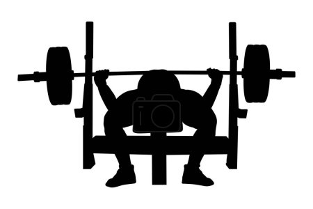 Illustration for Athlete powerlifter bench press black silhouette - Royalty Free Image