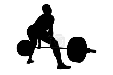 Illustration for Back athlete powerlifter exercise deadlift black silhouette - Royalty Free Image