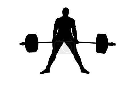 Illustration for Male powerlifter exercise deadlifting black silhouette - Royalty Free Image