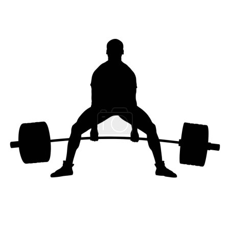 Illustration for Deadlift powerlifting competition athlete black silhouett - Royalty Free Image