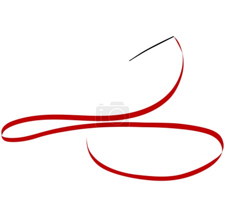 Illustration for Rhythmic gymnastics red ribbon outline on white background, vector illustration - Royalty Free Image