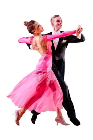 Ilustración de Triángulos deporte pareja bailarines en baile de salón, vector de color sobre fondo blanco - Imagen libre de derechos